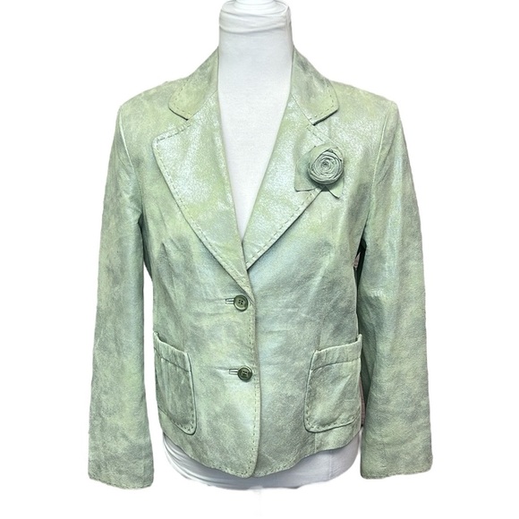 Co & Eddy Women's Light Green Suede Blazer - Picture 1 of 6